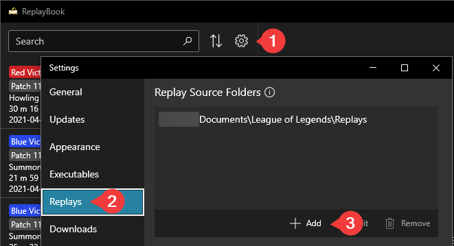Add Replay Source Folder